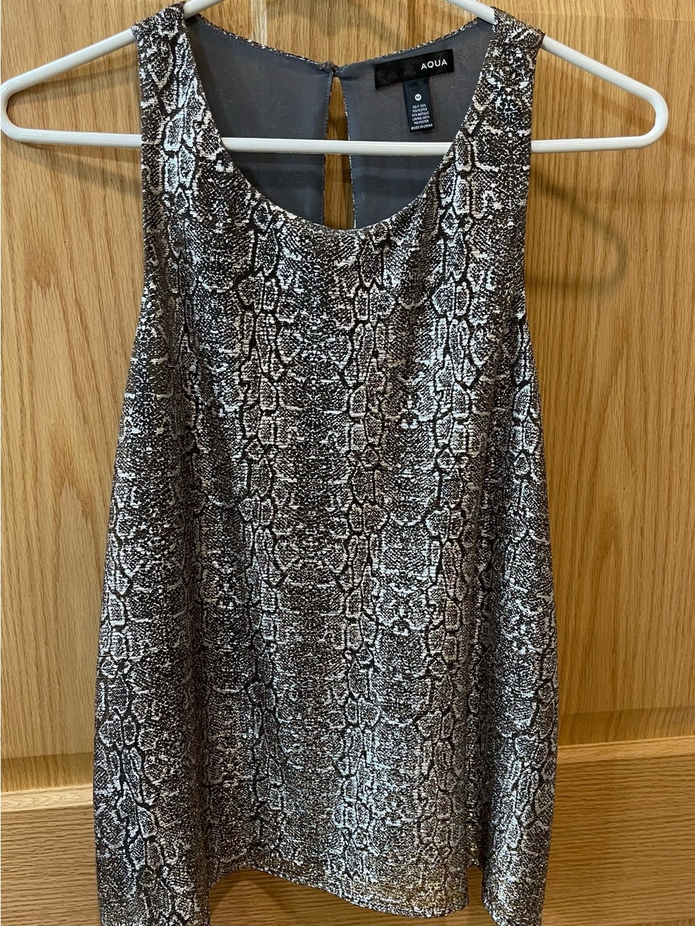 Metallic Snake-Print Sleeveless Top